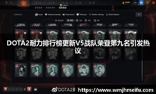 DOTA2耐力排行榜更新V5战队荣登第九名引发热议